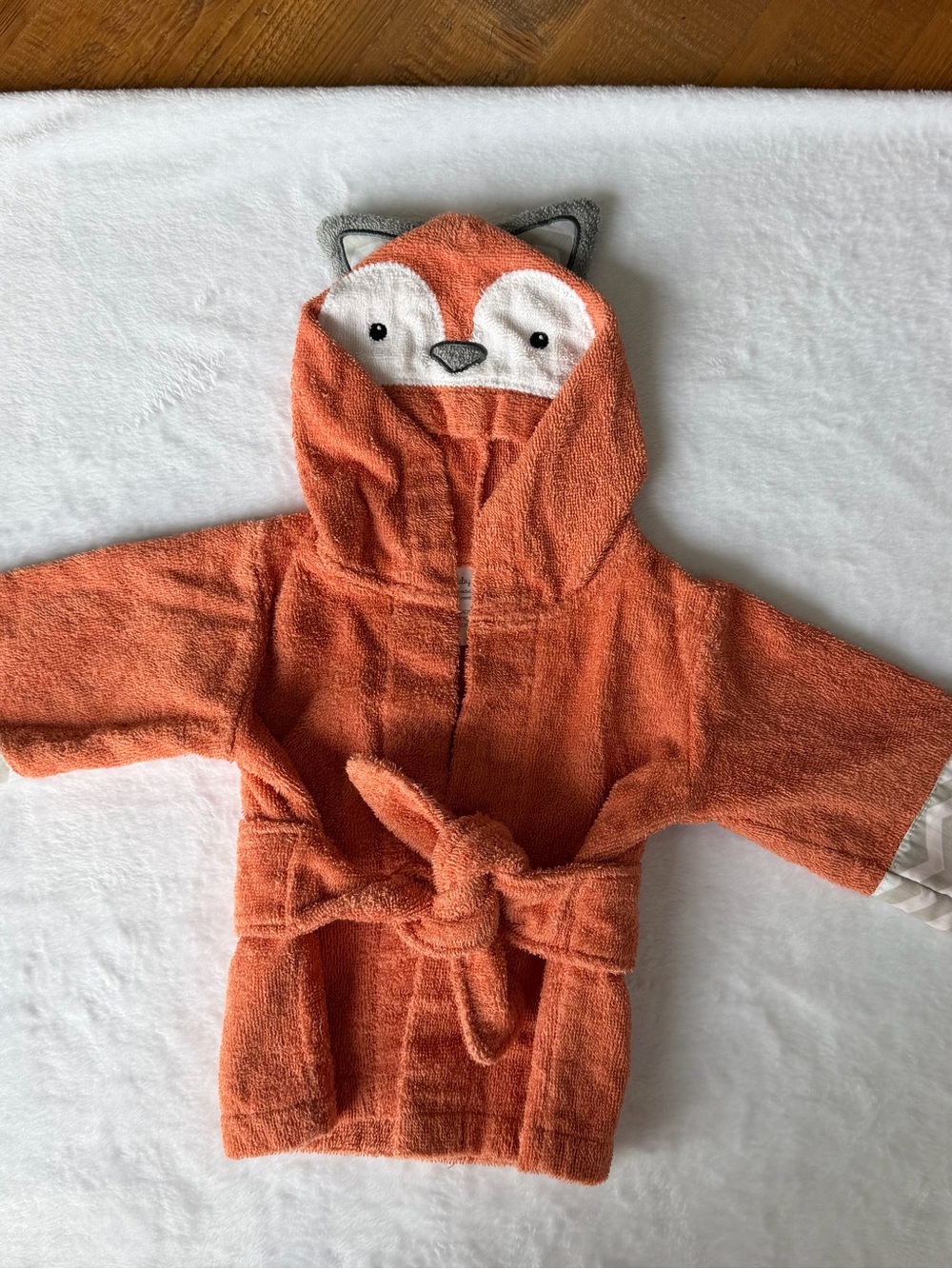 Baby Aspen Fox Hooded Kids Bath Robe - Orange Size 0-9 months